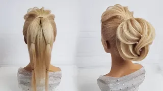 Beautiful hairstyles step by step.wedding.evening hairstyle.medium beam.