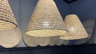 Luminária Pendente Cone Palha Natural Lili Casa 37cm