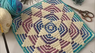 Dreamy  🥰 crochet Triangle Mosaic Pattern, blanket, rug, etc. model making