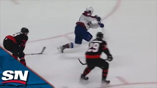 Alex Newhook Undresses Lassi Thomson Before Roofing Puck On Anton Forsberg