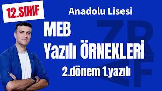 12.sınıf MEB Ortak Yazılı Örnekleri Matematik 2.dönem 1.yazılı soruları Anadolu Lisesi + PDF