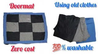 DIY Reuse ideas- zero cost Doormat using old clothes #diy#reuse #handmade #easy