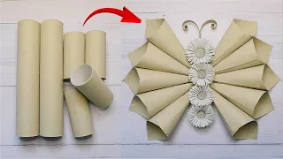 🦋 Beautiful Butterfly DIY 🦋 Easy Wall Decoration Tutorial 🤩 Toilet Paper Rolls Transformation Idea