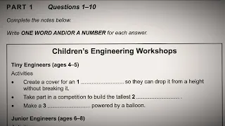 Children's Engineering Workshops ielts listening