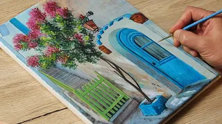 Painting a Mediterranean Village #2 / Acrylic Painting / Vadym art