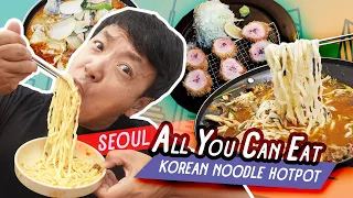 All You Can Eat KOREAN NOODLE Hotpot & TONKATSU (Fried Pork Cutlet) in Seoul