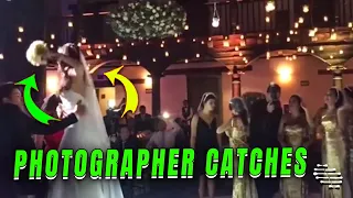Wedding Photographer Catches Bouquet Thrown by Bride