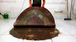 Unbelieveable dirty r-O-und cute carpet cleaning satisfying rug cleaning ASMR