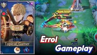 AoV Best Warrior Hero Errol Genos Skin Solo Gameplay || Errol Best Build For Solo || Arena Of Valor.