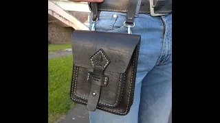 Кожаная сумка на бедро. Leather bag