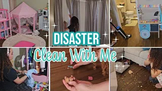 DISASTER CLEAN WITH ME | Clean with me downstairs | Slayathomemom