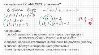 Как решать кубические уравнения Разложить на множител Деление столбиком Теор Безу Формулы сокр умнож