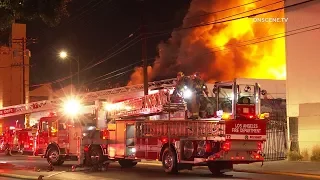 Massive Fire Destroys Fabric Warehouse In Downtown Los Angeles