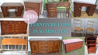 10 Furniture Flips in 10 Minutes!  | Furniture Flipping Makeovers Before and Afters Jess&Obie