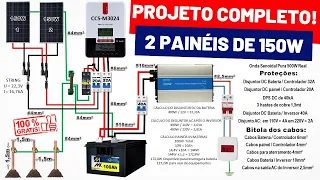 Off Grid Solar Power System Project With 2 150W Solar Panels System at 12V!