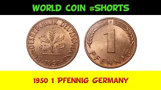 1950 1 Pfennig Germany World Coin #Shorts