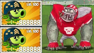 1000 Mega Gatling Pea & Other Plants Vs 999 Football Allstar Zombie - PvZ 2 Gameplay