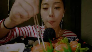 한국어 ASMR 연어 초밥, 오이소박이, 수박 먹방 + 최근 얘기(※수다 주의ㅋㅋ) Salmon Sushi, Cucumber kimchi, watermelon Mukbang