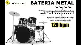 Bateria metal 120 bpm doble bombo binario