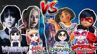 My Talking Angela 2 😍🥰/ Wednesday Addams And Harley Quinn Vs Mirabel Madrigal And Miraculous Ladybug