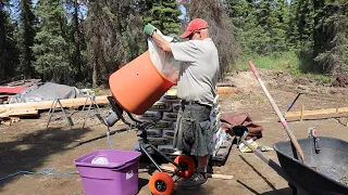 Pouring the first sonotubes for the Alaska cabin