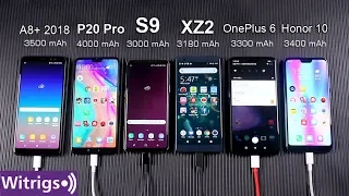 OnePlus 6 Dash Charger | P20 Pro vs S9 vs OnePlus 6 vs XZ2 vs A8+ 2018 vs Honor 10 Battery Test