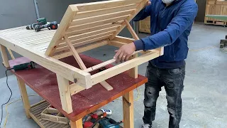 Smart woodworking project idea // Build An Adjustable Smart Wooden Bed On The Beach, Sun Lounger