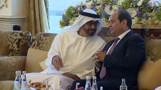 محمد بن زايد يستقبل الرئيس المصري في مجلس قصر البحر