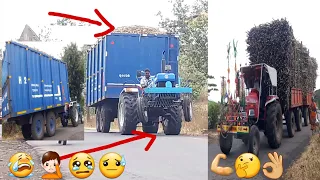 Arjun 605 & New Holland 3630 tractor pulling Loaded Sugar cane trolley | Tractor | Sugar cane load