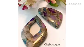 Polymer Clay Faux Purple Turqoise Technique/Pendants