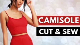 HOW TO MAKE A CAMISOLE | Cutting & Stitching | Spaghetti Strap Top | DIY Chemise | Cami Top Tutorial