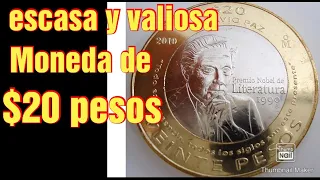 Moneda de 20 pesos Octavio paz 2010
