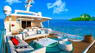 Luxury Yacht Music🍹Maldives Seaside Cafe Ambience🏖️Relaxing Bossa Nova music & Wave Sound🌊