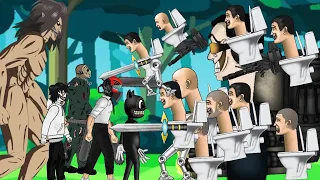 skibidi toilets vs Eren,Chainsaw man,cartoon cat,Jason,Jeff the killer