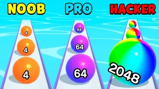 Noob vs Pro vs Hacker - Ball Run 2048 Gameplay