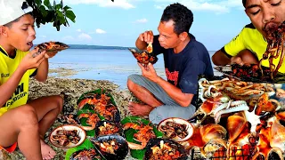 yummy! Nikmat hidup tinggal ditepi pantai seafood mewah serba ada🥰 berburu Kepiting, Gurita & Kerang