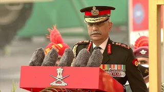 Army chief Gen M M Naravane addressing at the #ArmyDay parade 2022