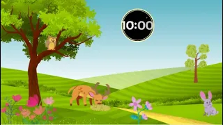 Timer for 10 minute, forest animal background with happy music.