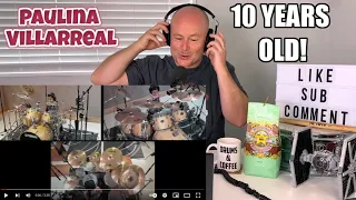 Drum Teacher Reacts: PAULINA VILLAREAL | 10 Years Old | My Life Would Suck Without You COVER