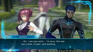 Fate Extella Link Cu Chulainn conversation with Scathach, Servant base interactions