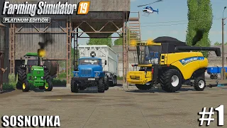 First harvest & Equipment | Sosnovka | Farming Simulator 19 | #1