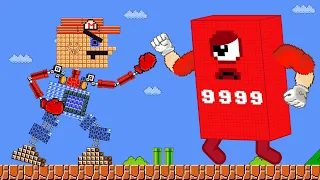 The Giant Mario Robo vs the Giant Numberblocks 9999 | Big trouble in Mario World | Game Animation