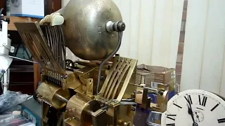 Triple fusee bracket clock movement, Whittington on bells and Westminster chime on gongs,not shown.