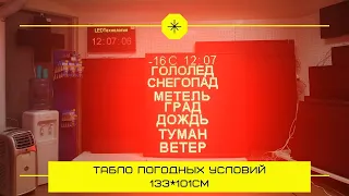 Табло погодных условий 133*101см (гололёд, метель, град, ветер, снегопад, дождь, туман, время, t)