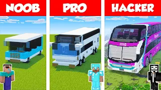 Minecraft NOOB vs PRO vs HACKER: BUS BUILD CHALLENGE in Minecraft / Animation