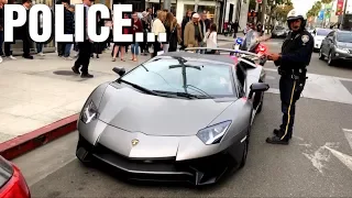 POLICE pull over LOUD Lamborghini Aventador SV in Beverly Hills