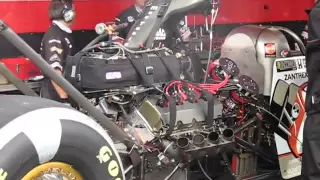Top Fuel warm up in pits - Kalitta