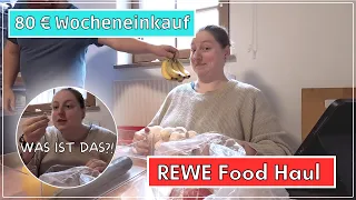 ERSTER REWE Food Haul im neuen Zuhause l 80 € Wocheneinkauf für die GANZE Familie l Big Mary