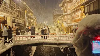 4K・ Heavy Snow in Ginzan Onsen, Japan