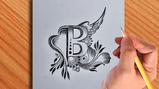 Amazing B letter  tattoo ideas for B lovers || pencil drawing of B letter tattoo with mehndi style